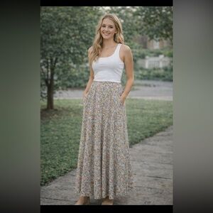 Cotton On Pastel ditsy Floral Print Women's Midi Skirt Size Medium